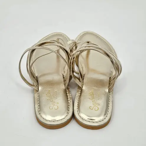Seychelles By The Shore Sandal Light Gold Strappy Slip on Summer Size 8