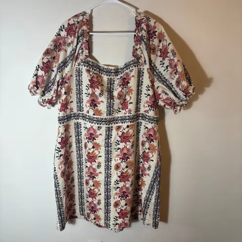 Spartina 449 Floral Puff Sleeve Button Front Cotton Dress Size XXL