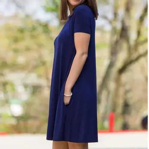 Piko 1988 The Perfect Piko Short Sleeve Swing Dress in Navy Size Small Blue