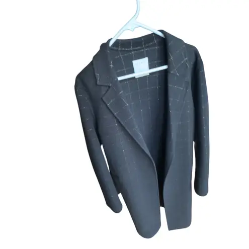 Sandro Antho Double Faced Wool Blend Metallic Long Coat Sz L