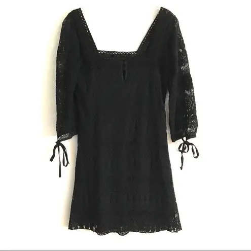 Solitaire Ravi Khosla black BoHo crocheted dress S