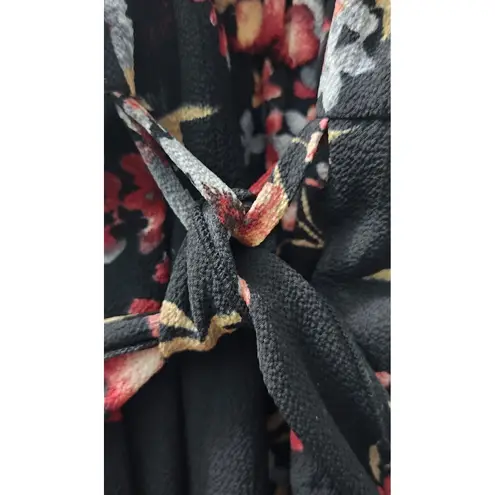 Adora Smocked Floral Jumpsuit Wide Leg Sleeveless Black