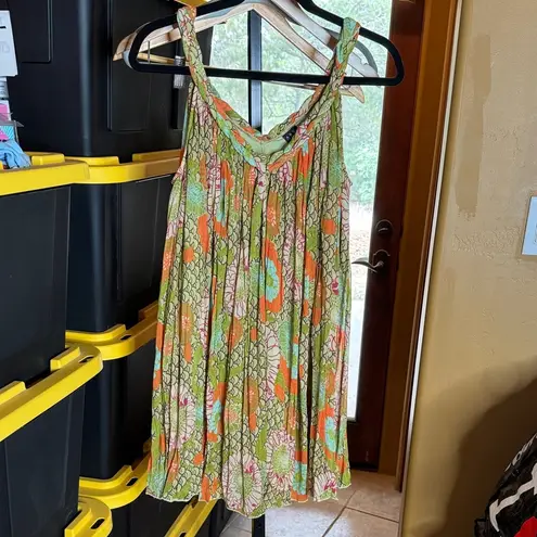 ABS Allen Schwartz Floral Mini Dress - Green and Orange Size Small