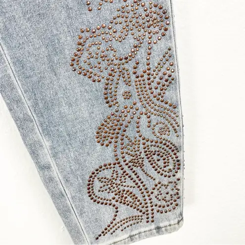 Soft Surroundings Lightwash High Rise Beaded Embellishment Leg Jeans, Size 8