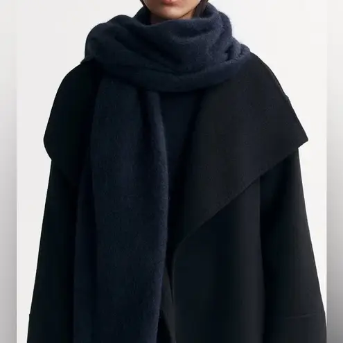 Soft Goat Brushed Alpaca Blend Wool Scarf Wrap Navy Blue