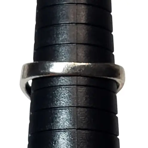 Silver Tone Ring Sz 10 Unsigned Light Blue Cabochon Chunky