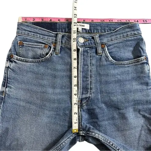 RE/DONE 90s High-Rise Ankle Crop Distressed Denim Jeans in Dusk Destroy 27