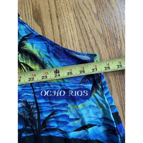 HAWAIIAN Kaftan Dress Swim Cover Palm Tree Beach Sun Montego Bay Blue Size 3X