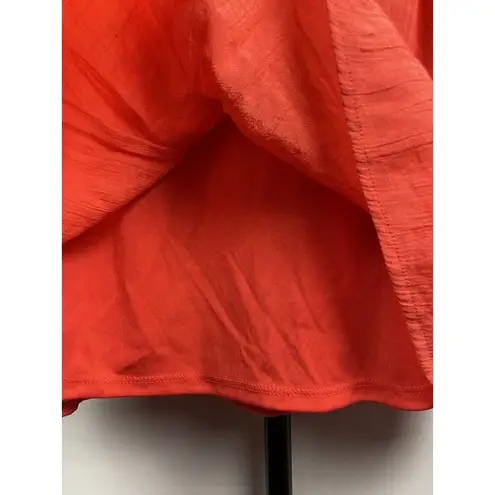 Tacera Coral Orange Embroidered Boho Coastal Knee Length Lightweight Dress Sz S