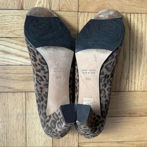 Taryn Rose  Leopard Peep Toe Suede Pumps 9 US