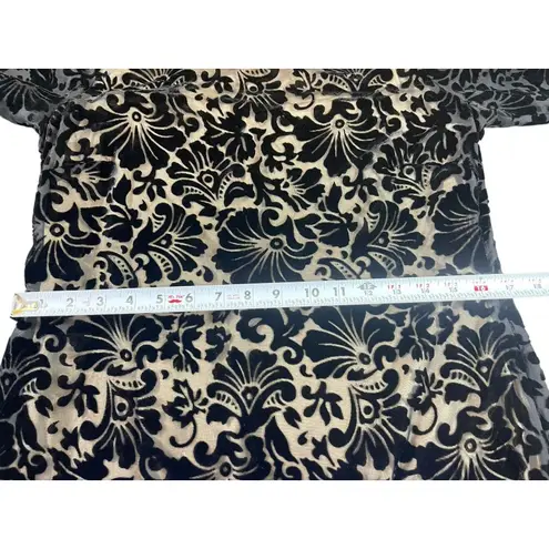 Laundry by Shelli Segal  8 Black Burnout Velvet Dress Cocktail Party Tan Lined