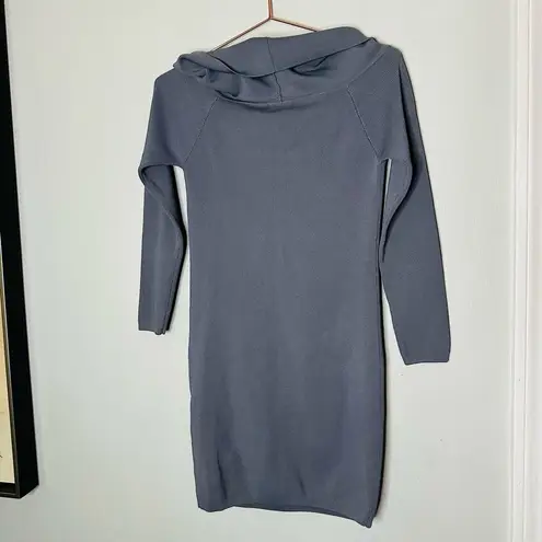 Stylestalker Grey Cowl Oversized Long Sleeve Short Mini Sweater Dress Size Small