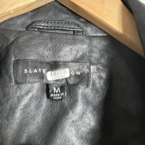 Slate + Willow  Black Leather Biker Moto Jacket Size M