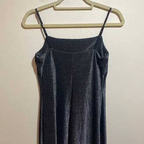 Vintage Y2K 90s City Triangles Metallic Shimmer Maxi Dress Whimsigoth Medium Gray