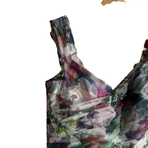 Marchesa Notte Floral Off Shoulder Appliqué 3D Formal Evening Gown Size 14 White