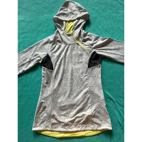 Mondetta Full Zip Up Long Sleeve Gray/ Yellow Hooded Jacket Women's Size Small