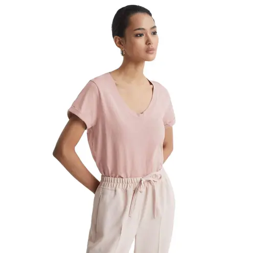 Reiss New! Luana Cotton-jersey V-neck Women T-Shirt in Pink Sz Medium $60
