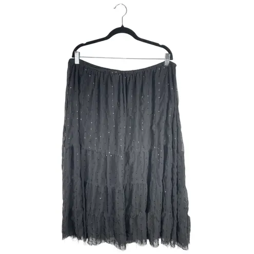 INC International Concepts Black Pleated Sequin Beaded Midi A