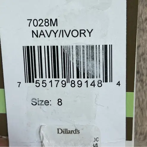 Taylor Size 8 Navy Blue & Ivory Sleeveless A