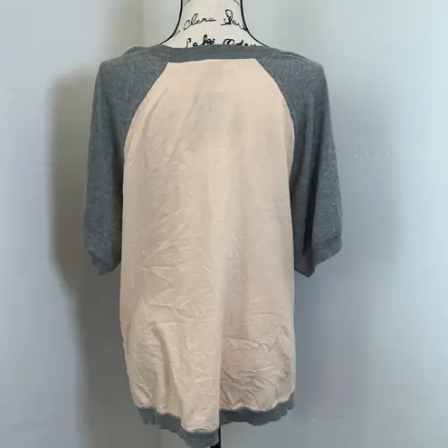 Moth Gray & Peach Color Block Top Dolman Sleeve Knit Shirt Size M