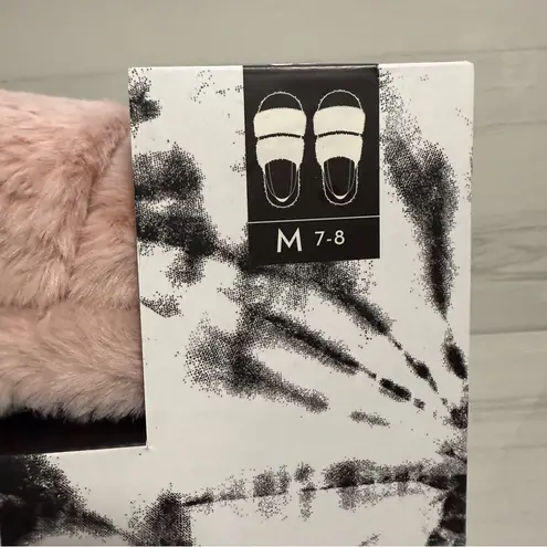 Cozy Pink Fluffy Side Slippers Slingback Girly Luxe Coquette Medium 7