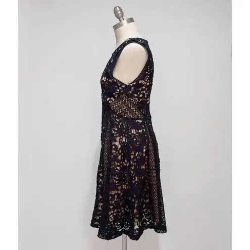Adelyn Rae Women's Black Lace Fit & Flare Sleeveless Cocktail Dress Size S