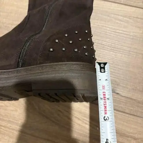 EMANUELE CRASTO Italy Suede Leather Chunky Sole Studded Boots brown size 38 7.5 Black