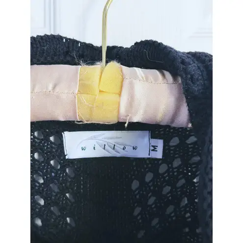 Willow Vintage Crochet Cardigan Sweater Medium Gray Black