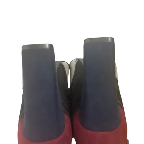 JustFab Adler Women's US 7 Ankle Boots Block Heel Color Strap Buckle Pointed Toe Blue