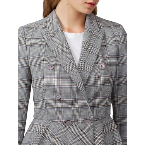 Rebecca Taylor Plaid Wool Blend Peplum Blazer Size 2 New with Tags