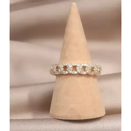 Boutique Gold Iced Cuban Chain Ring | Gold Plated Sterling Silver