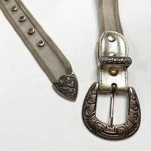 Vintage Silver Western Metallic Mesh Belt
