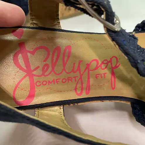 Jellypop Gerry Woven Navy Blue Wedges Heels Cork 6.5 M
