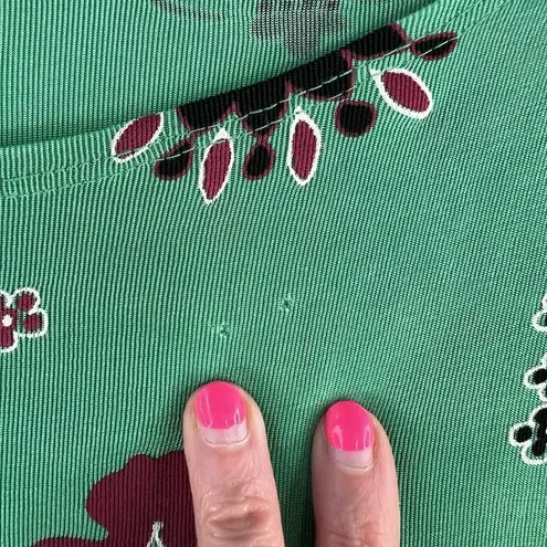 Slinky Brand Plus 1X Tunic Top Asymmetric Geometric Print V-Neck Lagenlook Green