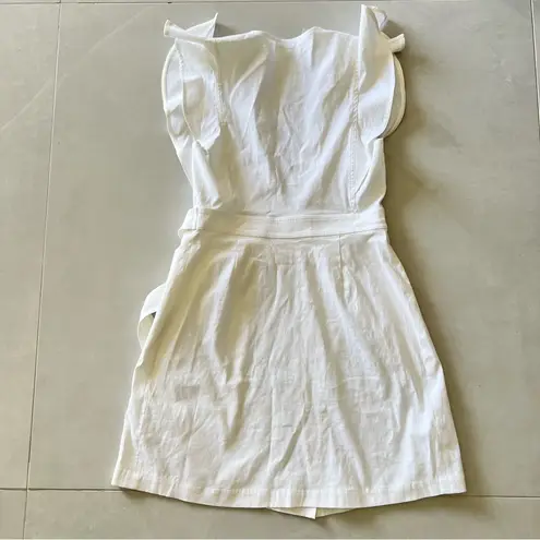 ALC Frank A.L.C. SIDELLE LINEN BLEND WRAP GESSO WHITE DRESS sz 2