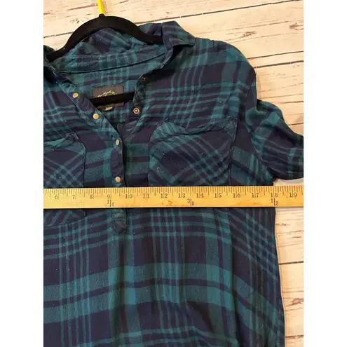 Ymi  Blue Green Plaid Button Up Winter Holiday Women Small - Image 8