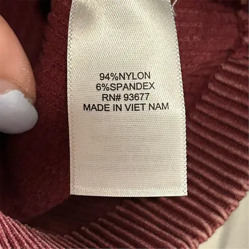 Arizona Women's Red Ribbed Long Sleeve Cropped Top Size M