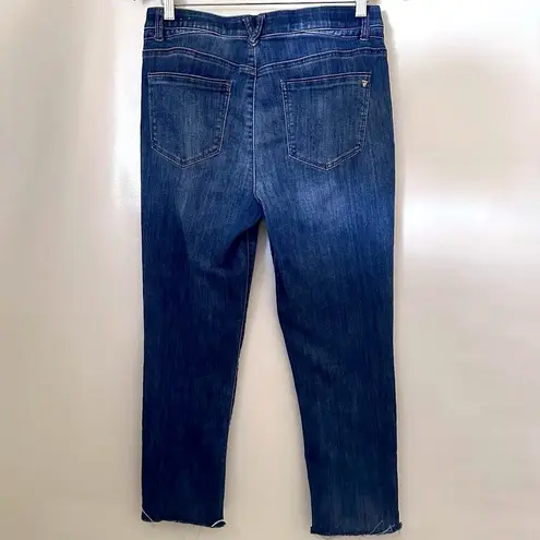 Wit and Wisdom Jeans Womens Straight Ankle Blue Raw Hem Mid Rise Stretch… Size 10