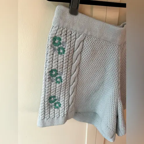 Sabo Women’s Knit Blue Embroidered Shorts Blue Size Medium / 6