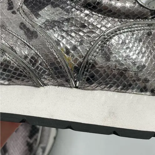 NEW Voile Blanche Sneakers in Snakeskin Leather and Mirror Size 37 Shoes Silver