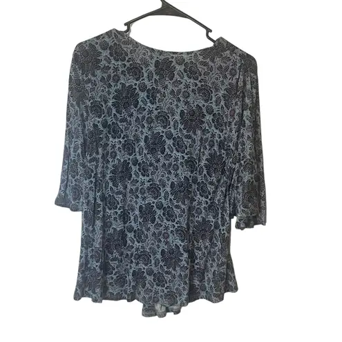 Haute Hippie Women's Size XS Blue Printed Flutter 3/4 Slv Blouse