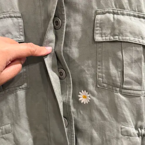 Rails Small Daisy Sahara Embroidered Utility Field Jacket Military Cargo Linen