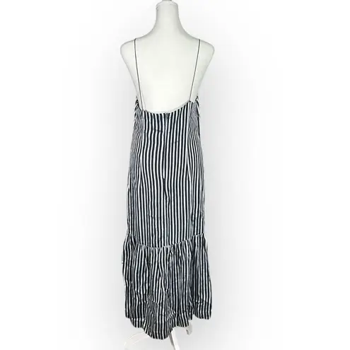 Elizabeth and James Jewel Midi Dress Women's 10 Navy White Striped Shift Ruffle