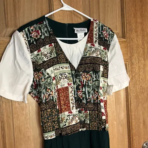 Vintage miss Donby women’s Floral Patchwork jumpsuit short size 14 Green