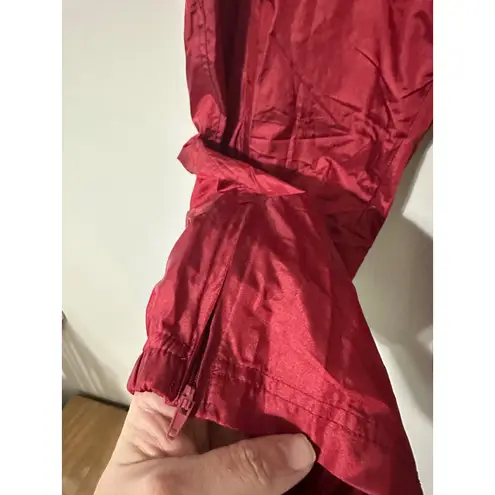 Oleg Cassini Y2K Red Beaded Track Pants Windbreaker Ankle Zip Lined Size L