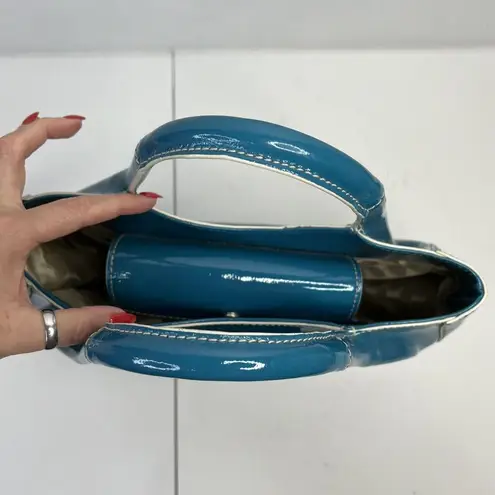 Kate Spade New York Lazuli Pretty Penny Treesh Patent Leather Satchel Bag Purse Blue