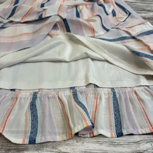 Harper Heritage Womens Faux Wrap Striped Dress M Med Medium Multicolor High Neck White