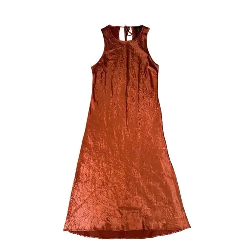 House of Harlow NWT 1960 Maxi Midi Dress Satin Silky Burnt Orange Open Back XL
