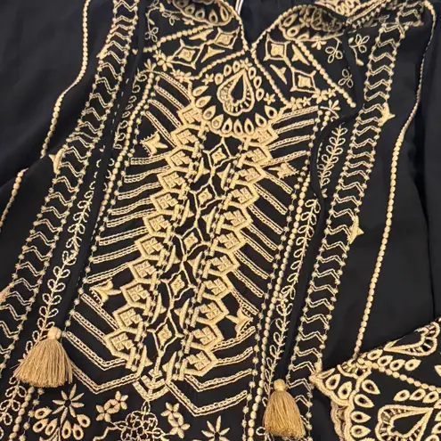 Johnny Was silk heavily embroidered Luana peasant blouse NWT RARE