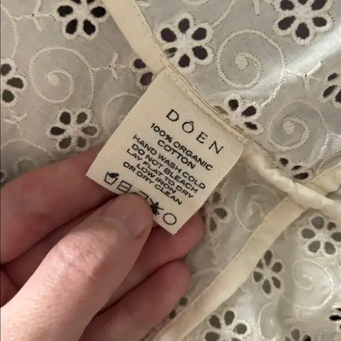 DOEN 🏹Docia Top Nutmilk EUC Cream eyelet puff sleeve top bow ribbon size small White